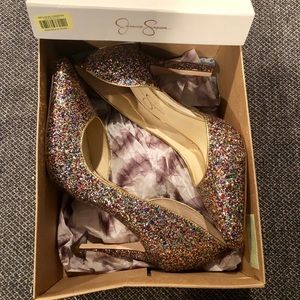 NEW Jessica Simpson Rainbow Glitter Pumps